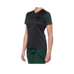 100% RIDECAMP Womens Short Sleeve Jersey Charcoal/Forest Green